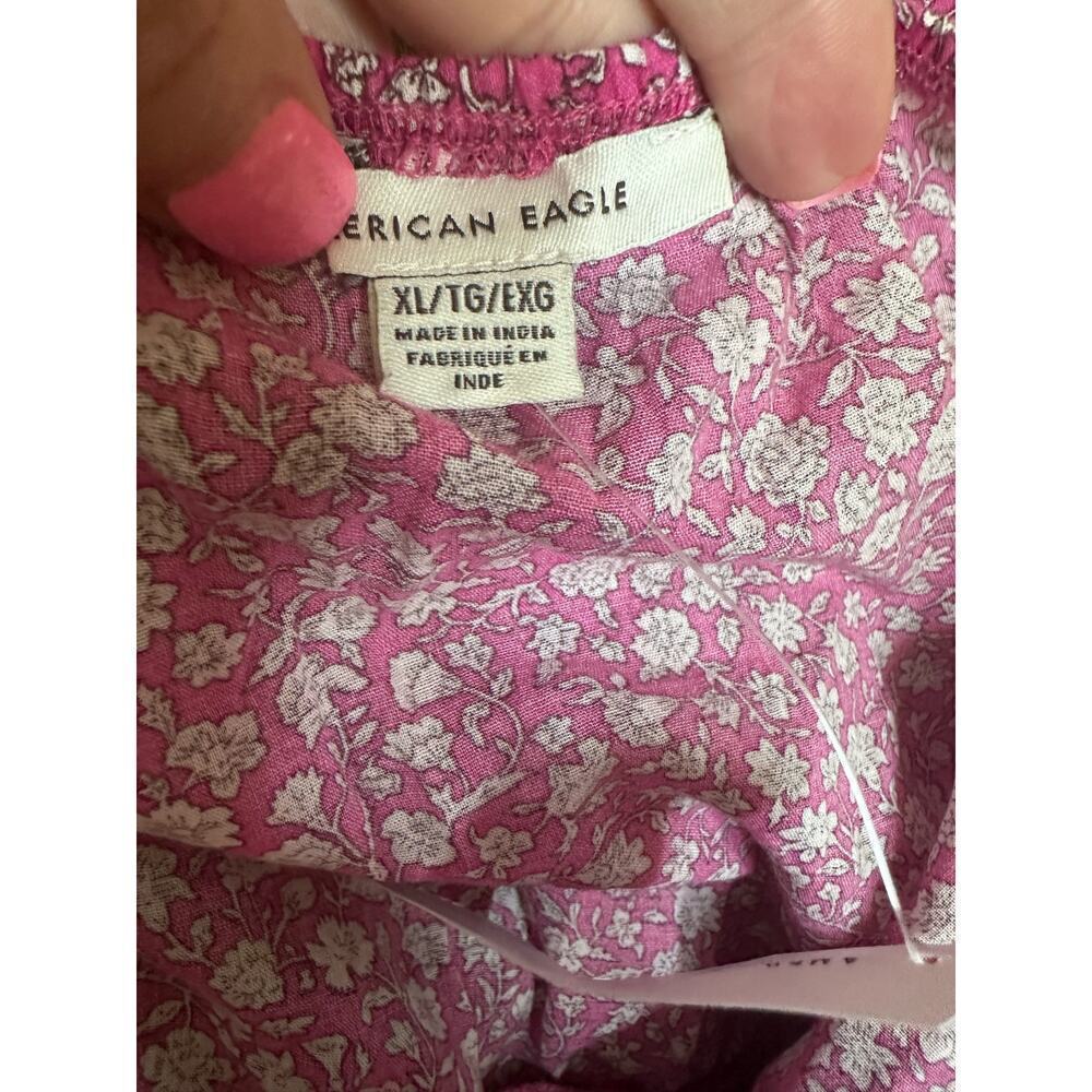 American Eagle Outfitters pink floral smocked boho top‎ NWT XL milkmaid Cottage - Picture 5 of 10
